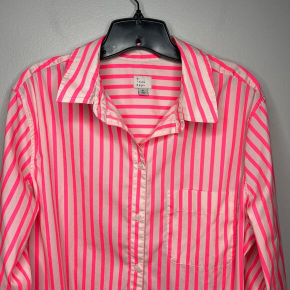 Lot of 2 Women's A New Day XL Button Up Shirt Striped Beach Coastal Lightweight - Picture 4 of 16